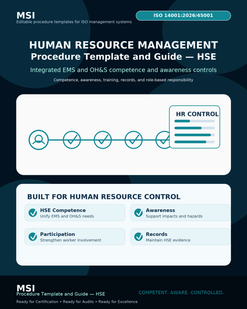 MSI's ISO 14001 and 45001 human resource management procedure