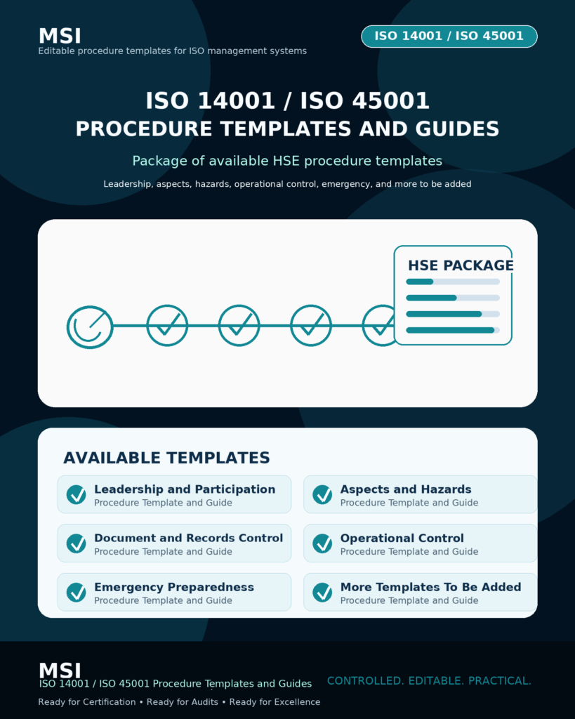 MSI's ISO 14001:2026 and 45001 procedure template package