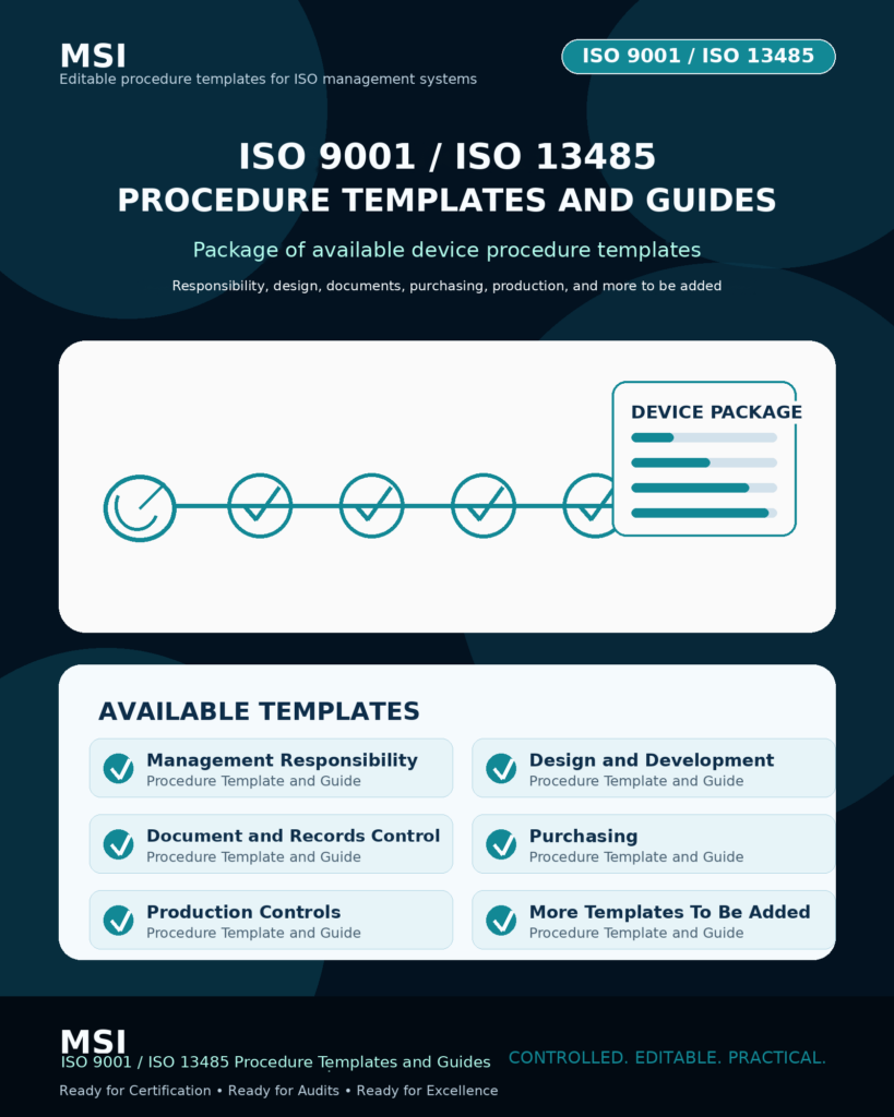 MSI's ISO 9001 and 13485 QMS Procedure Templates package