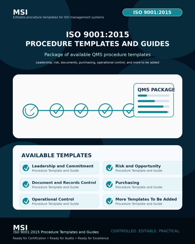 MSI's ISO 9001 QMS Documentation Package Templates