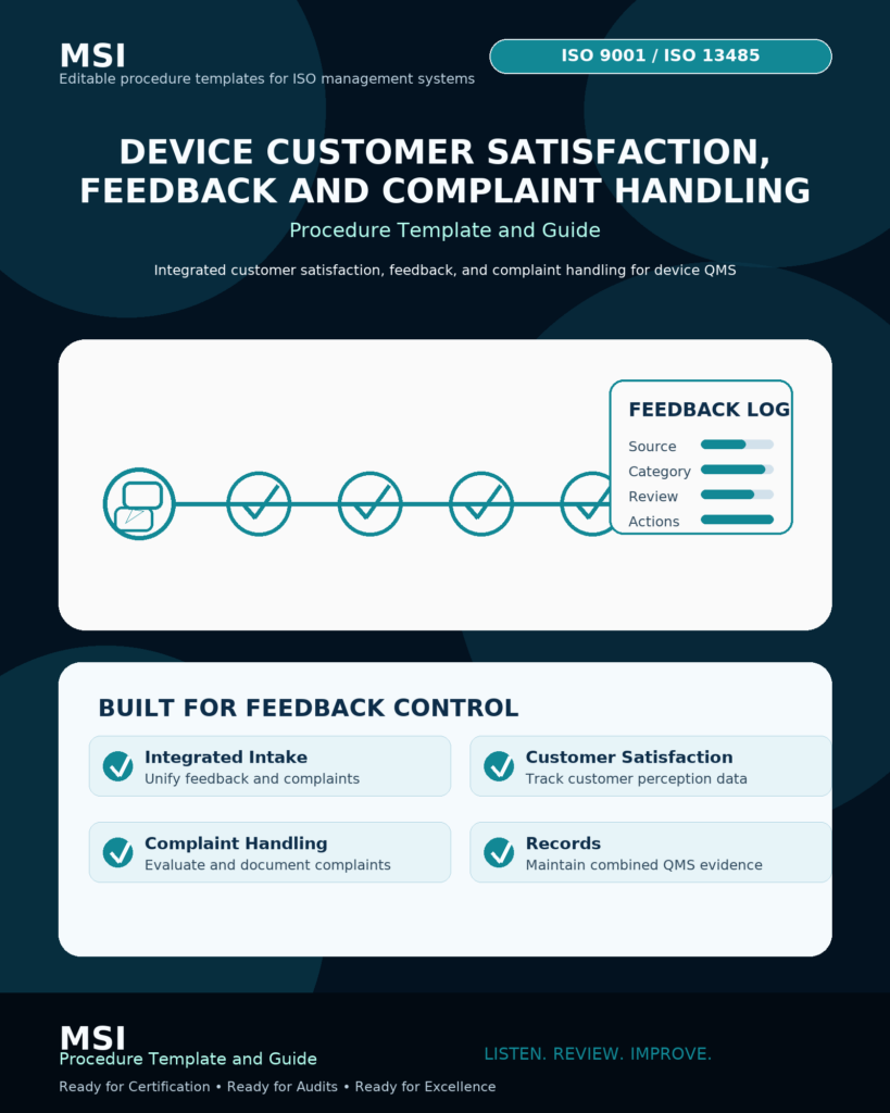 ISO 9001 and 13485 customer satisfaction and complaint handling procedure template