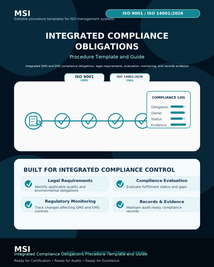 MSI's ISO 9001 and 14001 Compliance obligation procedure template