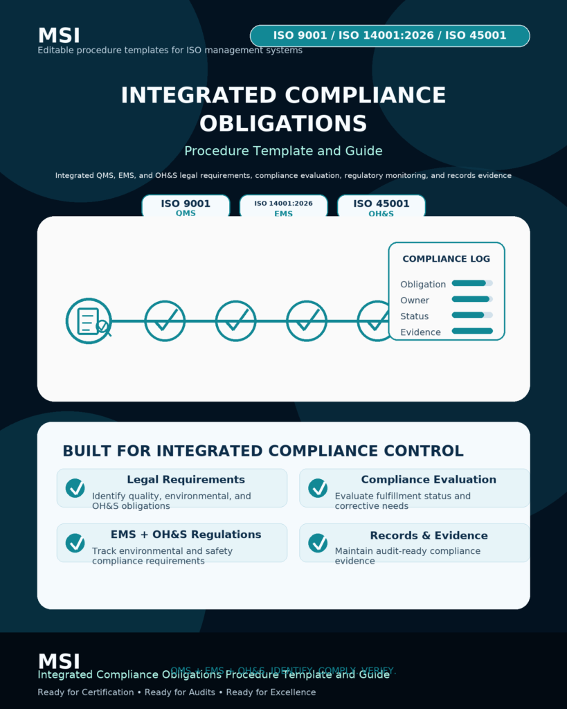 MSI's ISO 9001,14001 and 45001 compliance obligation procedure template