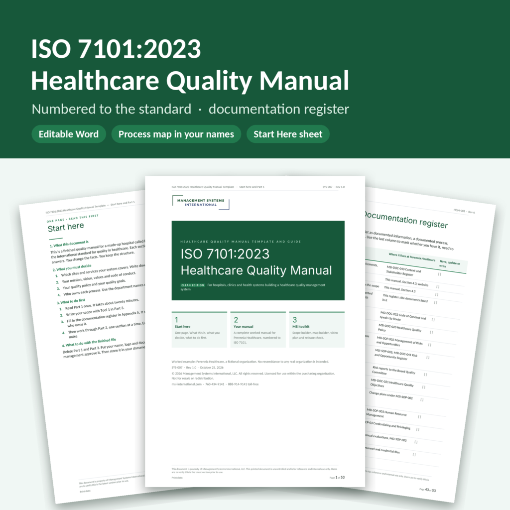 MSI's ISO 7101 Healthcare Quality Manual