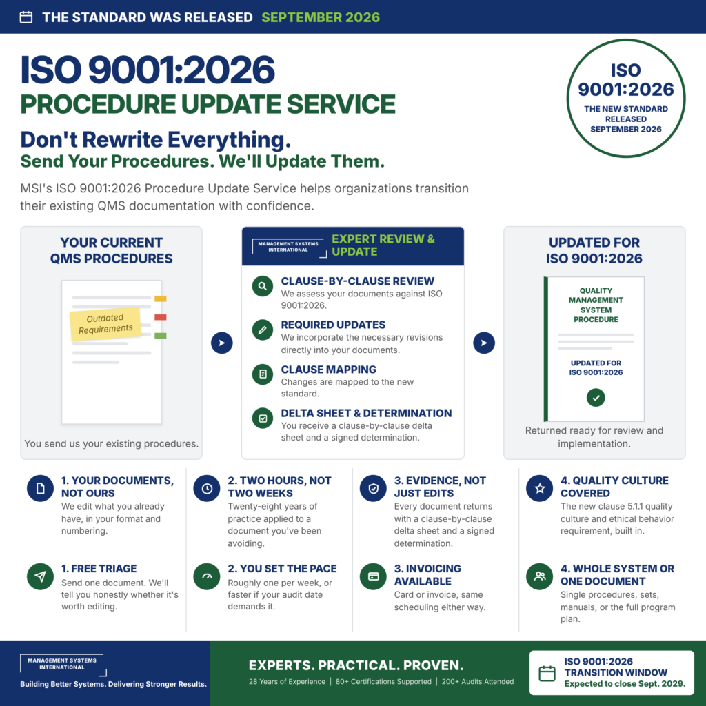 MSI's ISO 9001:2026 document updates